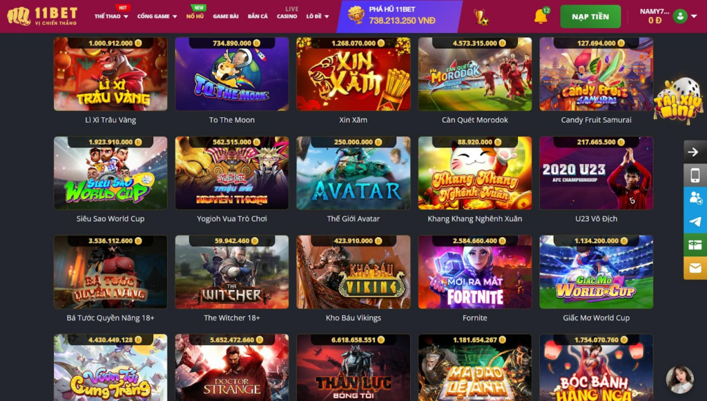 Thể loại nổ hũ tại nhà cái 11bet có những game nào?